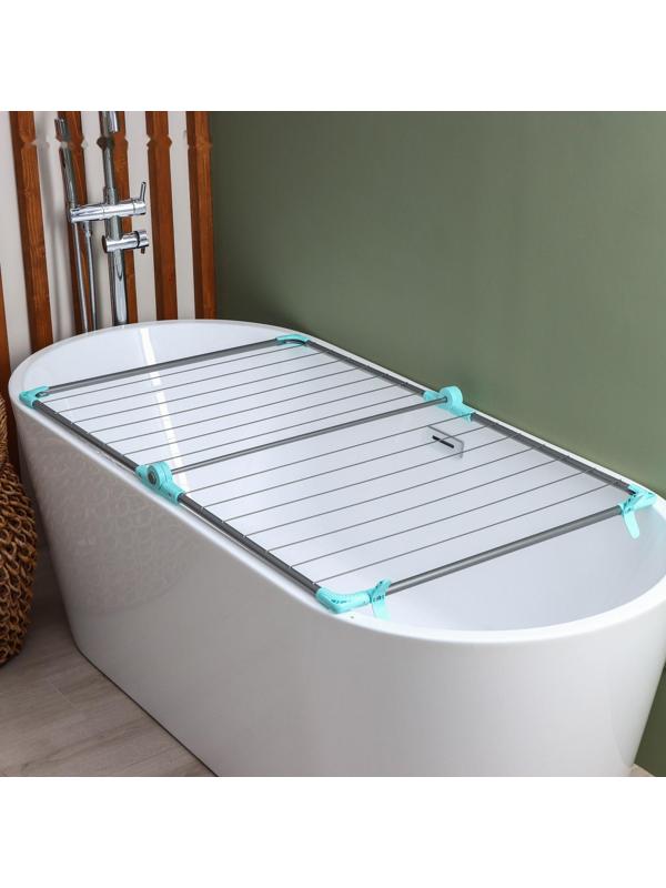 Сушилка для белья на ванну складная, рабочая длина 10 м, цвет МИКС