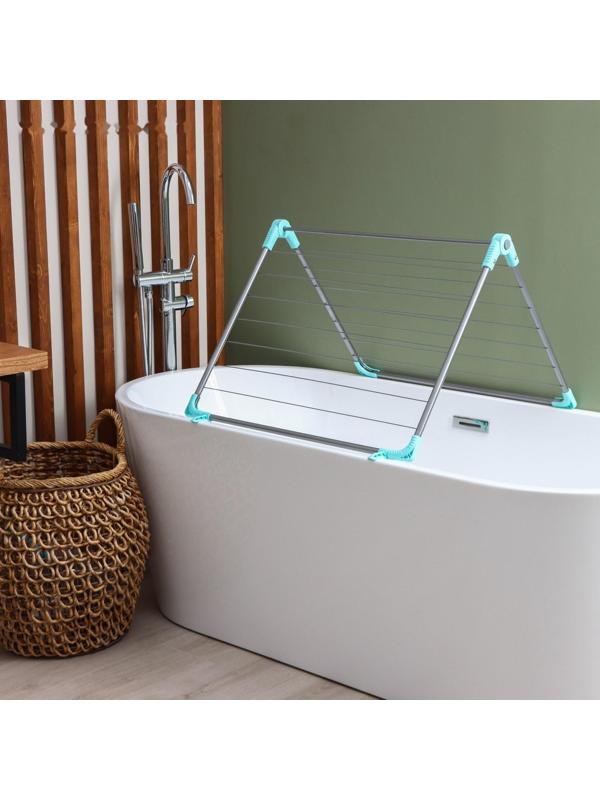 Сушилка для белья на ванну складная, рабочая длина 10 м, цвет МИКС