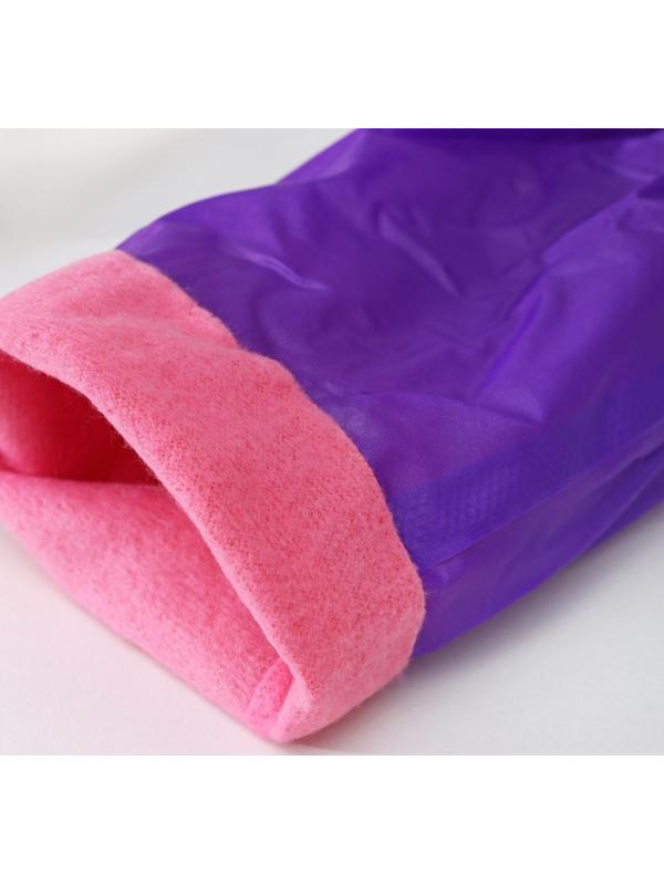 Перчатки хозяйственные резиновые с утеплителем, размер L, длинные манжеты, 110 гр, цвет красный