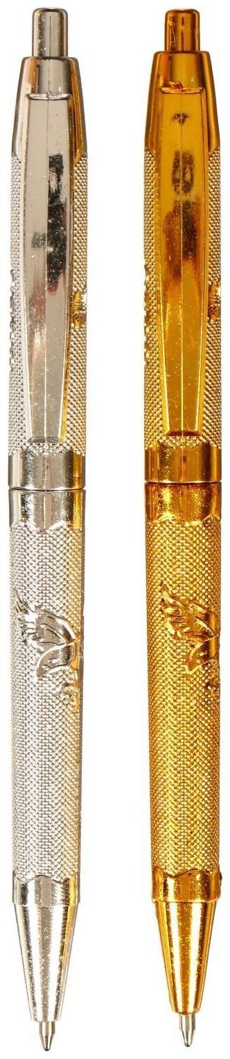 Набор ручек шариковых, 4 штуки, автоматические, стержень синий, МИКС