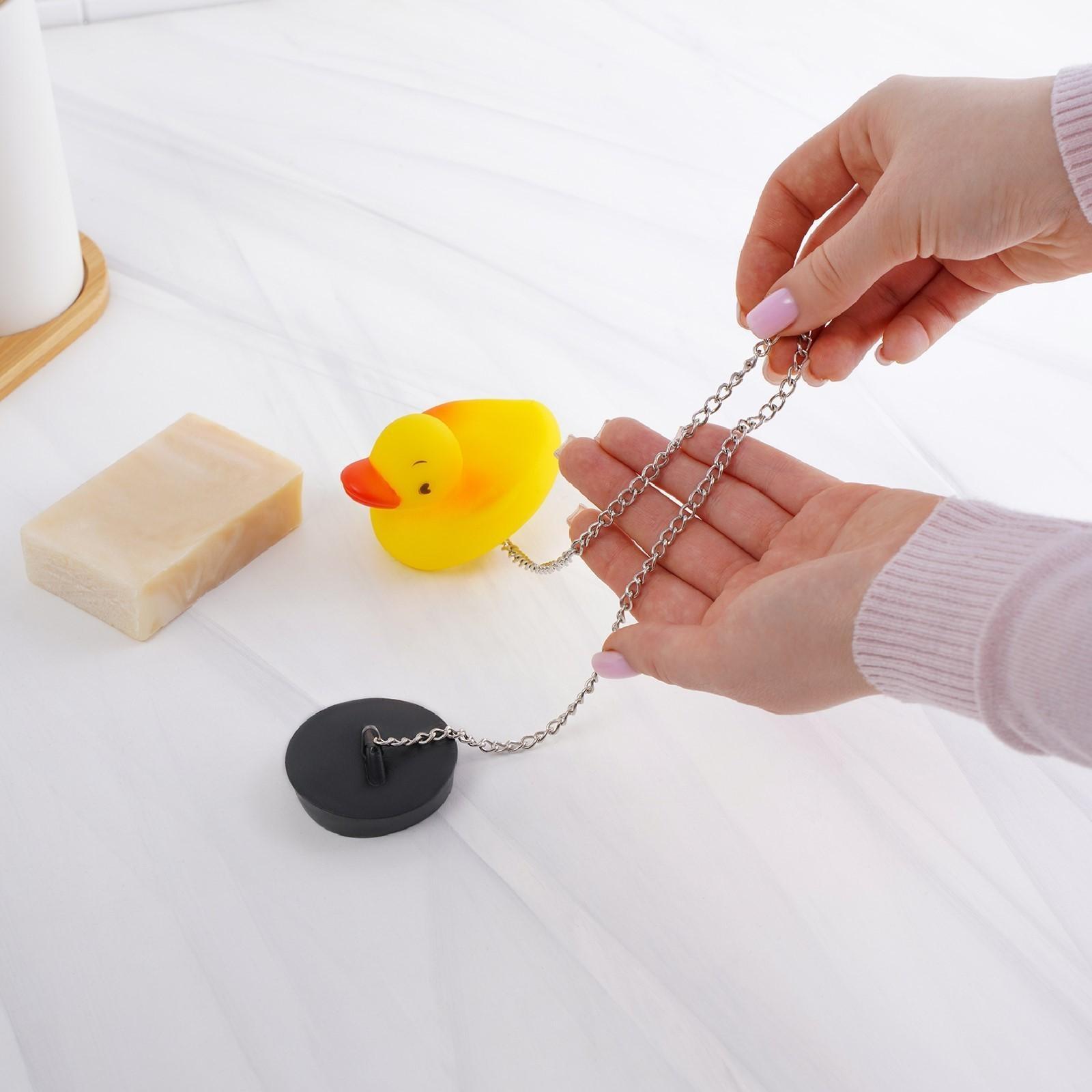 Пробка для ванны с игрушкой Доляна «Утёнок», d=5 см (внутренний d=4 см), цепочка 40 см