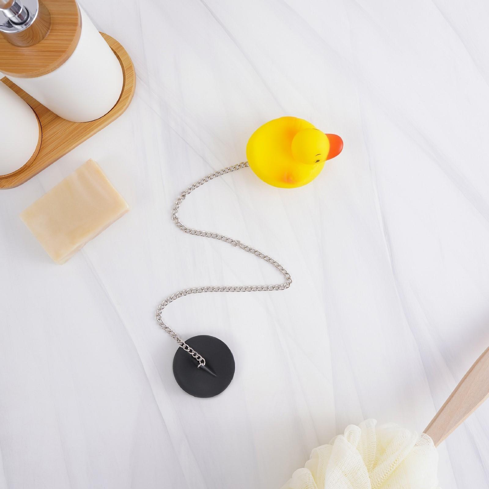 Пробка для ванны с игрушкой Доляна «Утёнок», d=5 см (внутренний d=4 см), цепочка 40 см