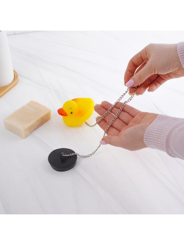 Пробка для ванны с игрушкой Доляна «Утёнок», d=5 см (внутренний d=4 см), цепочка 40 см