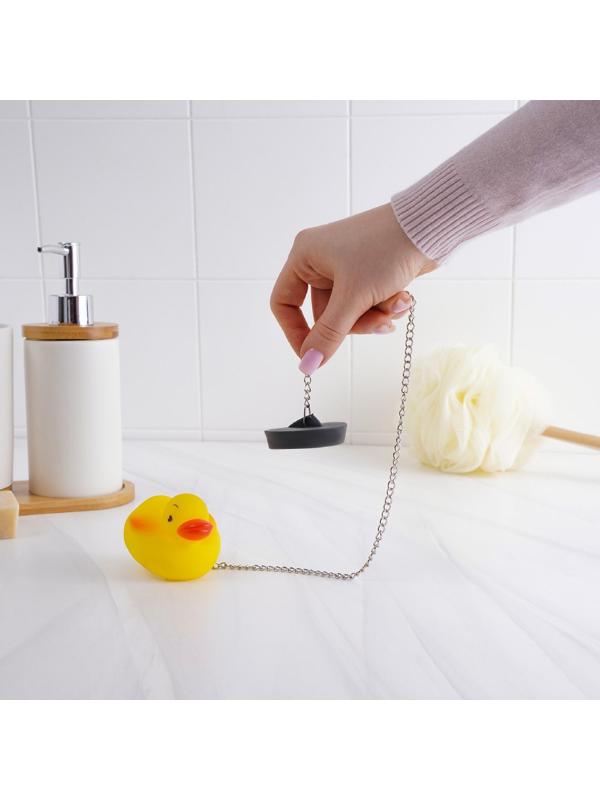 Пробка для ванны с игрушкой Доляна «Утёнок», d=5 см (внутренний d=4 см), цепочка 40 см