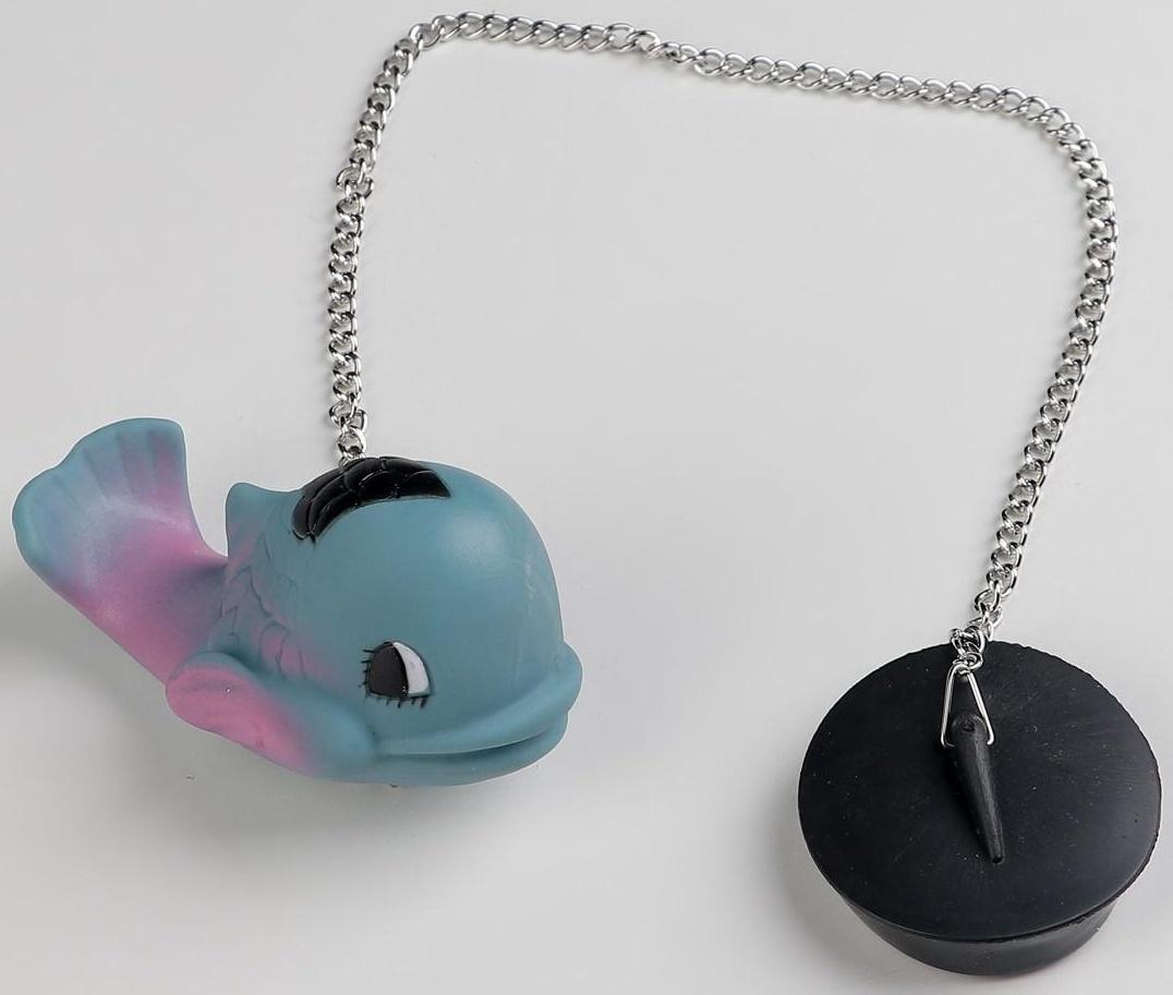 Пробка для ванны с игрушкой Доляна «Кит», d=4,4 см (5 см по верху), цепочка 40 см