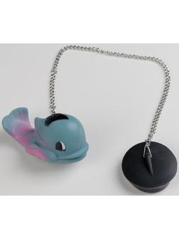 Пробка для ванны с игрушкой Доляна «Кит», d=4,4 см (5 см по верху), цепочка 40 см