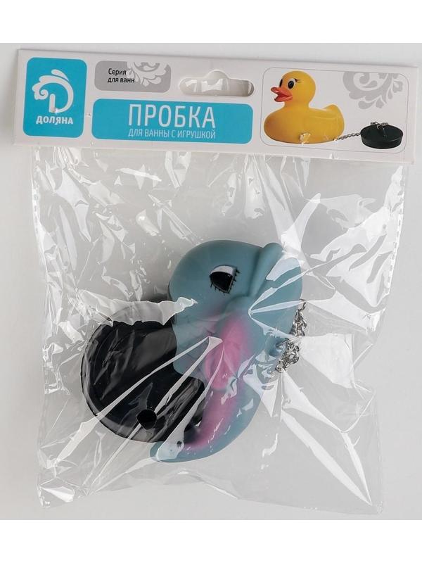 Пробка для ванны с игрушкой Доляна «Кит», d=4,4 см (5 см по верху), цепочка 40 см