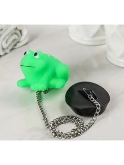 Пробка для ванны с игрушкой Доляна «Лягушка», d=5 см (внутренний d=4,3 см), цепочка 40 см