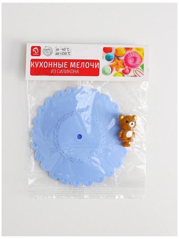Крышка-непроливайка силиконовая Доляна «Мишка», d=11 см, цвет васильковый