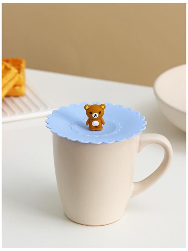 Крышка-непроливайка силиконовая Доляна «Мишка», d=11 см, цвет васильковый