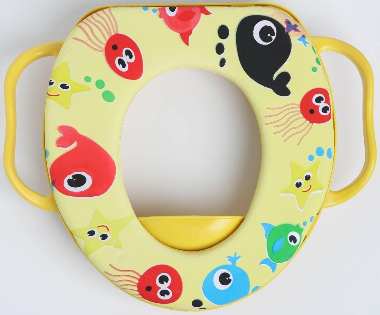 Сиденье для унитаза детское с ручками Доляна «Морские жители», 30×36 см