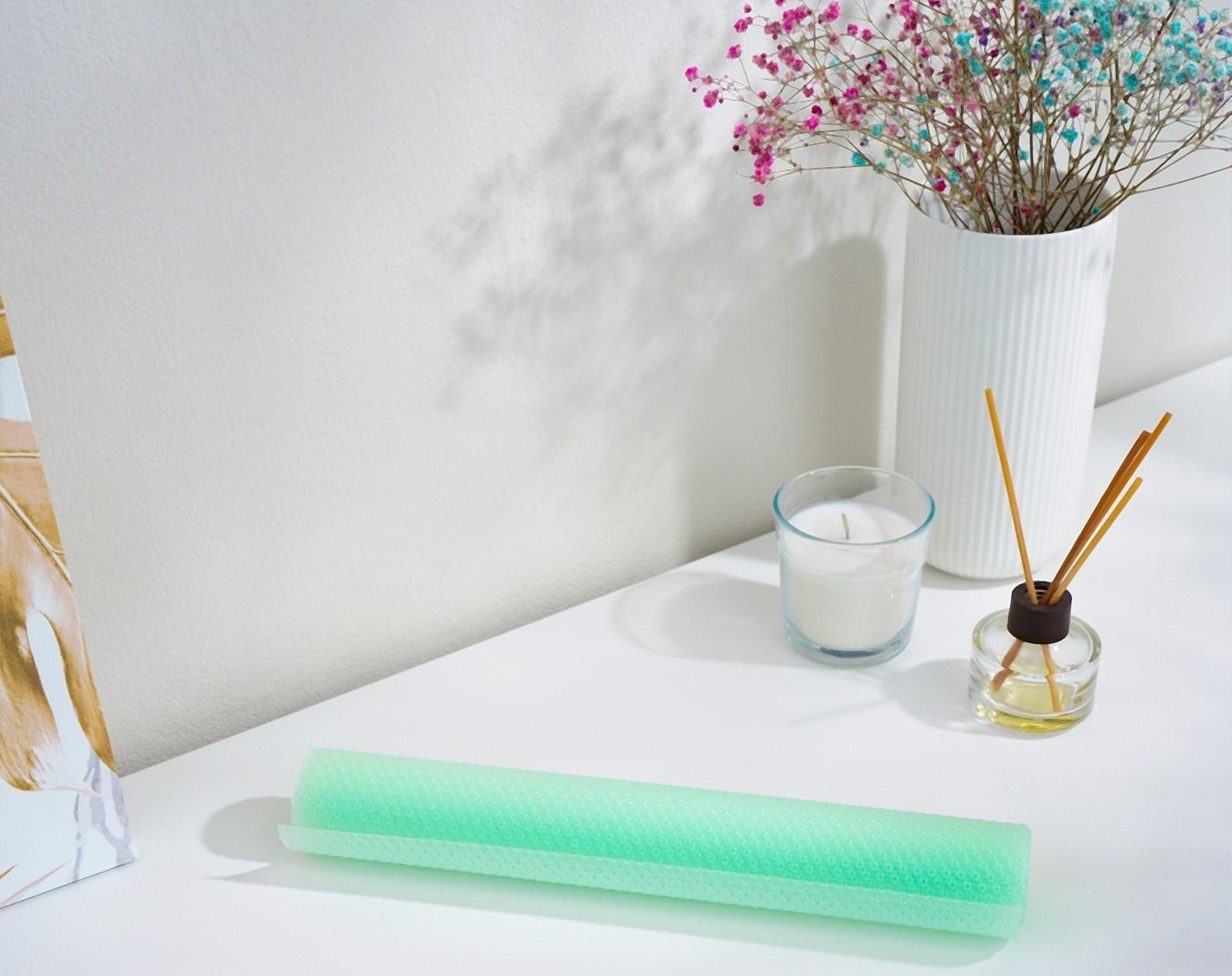 Коврик противоскользящий Доляна «Круги», 30×150 см, цвет прозрачный зелёный