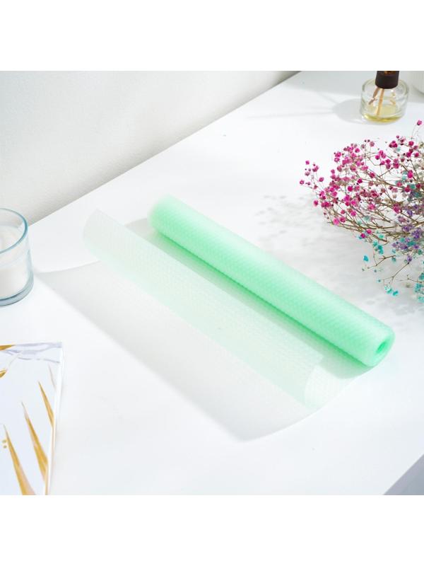 Коврик противоскользящий Доляна «Круги», 30×150 см, цвет прозрачный зелёный