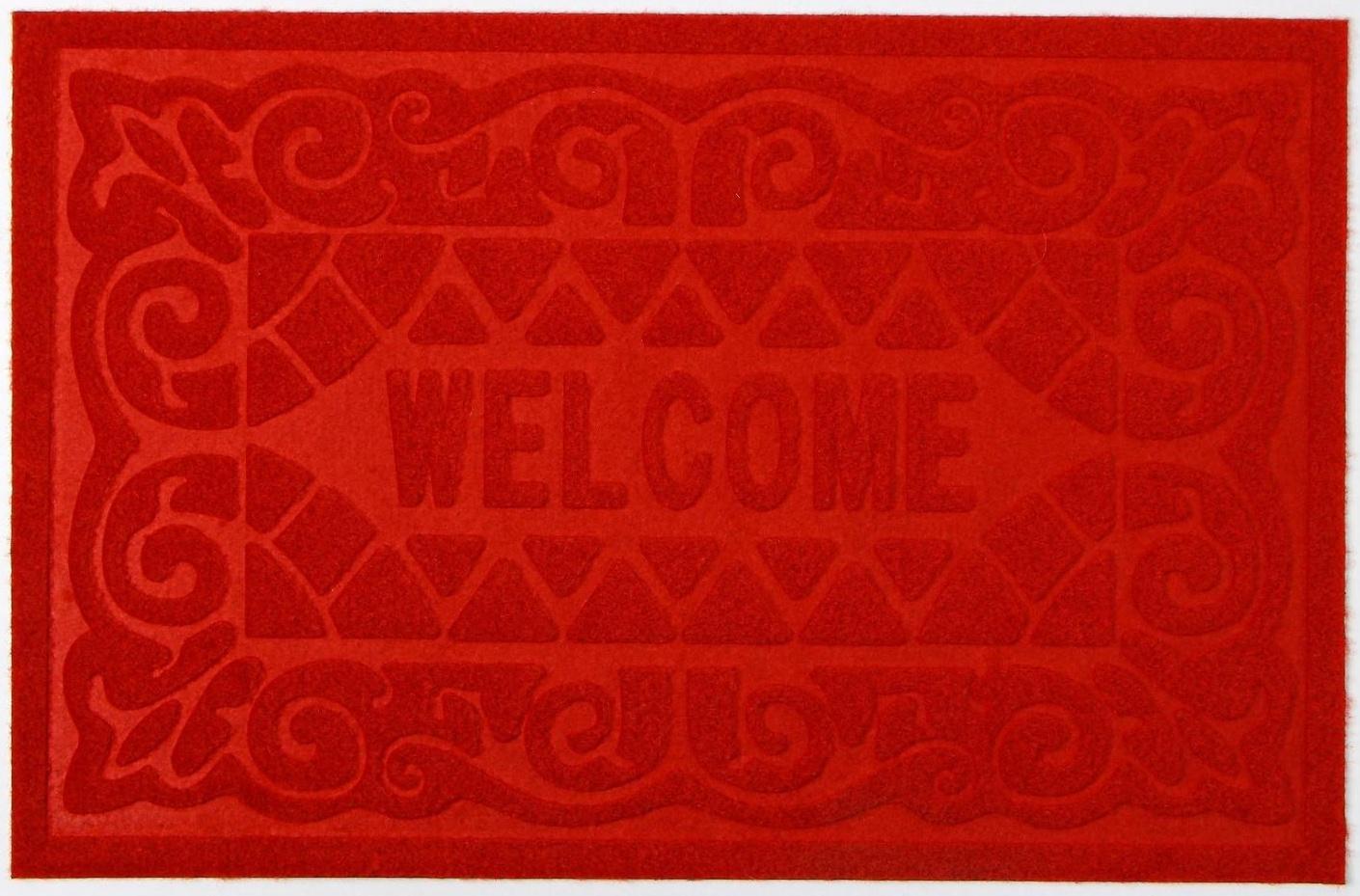 Коврик влаговпитывающий придверный без окантовки Доляна «Welcome. Вензеля», 38×59 см, цвет МИКС