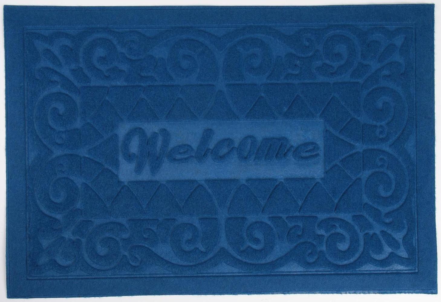 Коврик влаговпитывающий придверный без окантовки Доляна «Welcome. Вензеля», 38×59 см, цвет МИКС