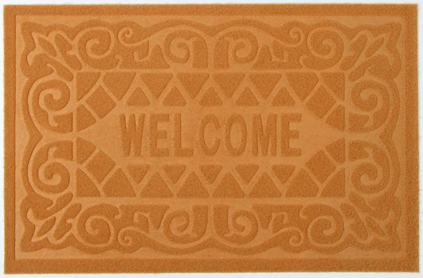 Коврик влаговпитывающий придверный без окантовки Доляна «Welcome. Вензеля», 38×59 см, цвет МИКС