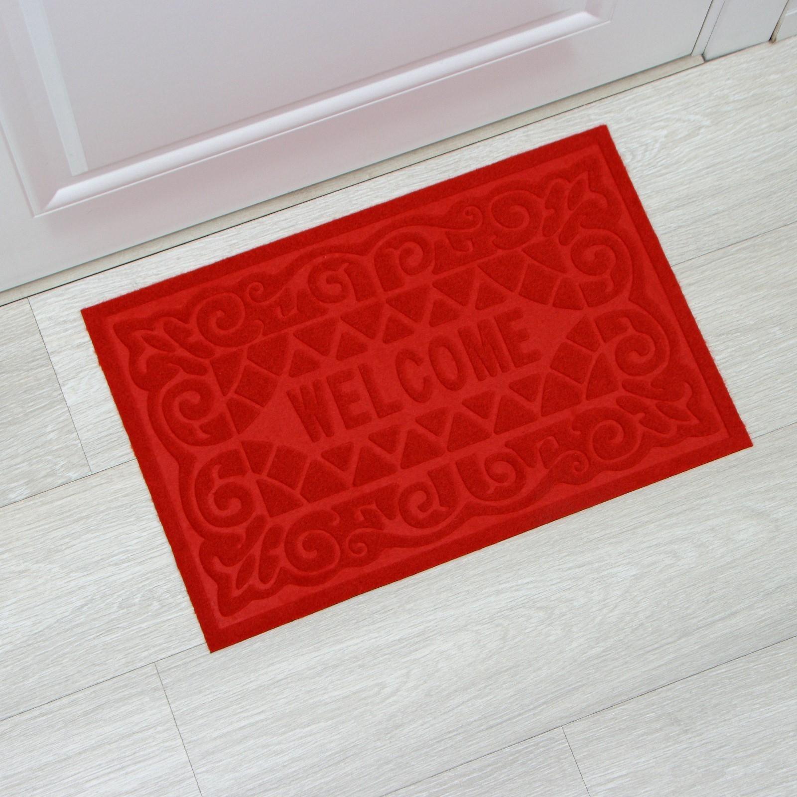 Коврик влаговпитывающий придверный без окантовки Доляна «Welcome. Вензеля», 38×59 см, цвет МИКС