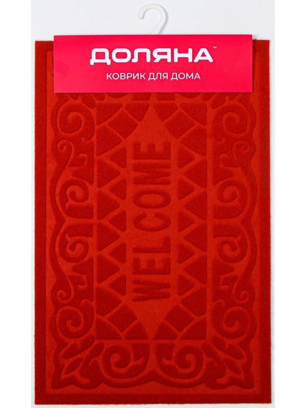 Коврик влаговпитывающий придверный без окантовки Доляна «Welcome. Вензеля», 38×59 см, цвет МИКС