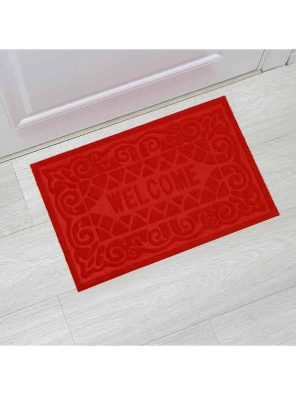 Коврик влаговпитывающий придверный без окантовки Доляна «Welcome. Вензеля», 38×59 см, цвет МИКС
