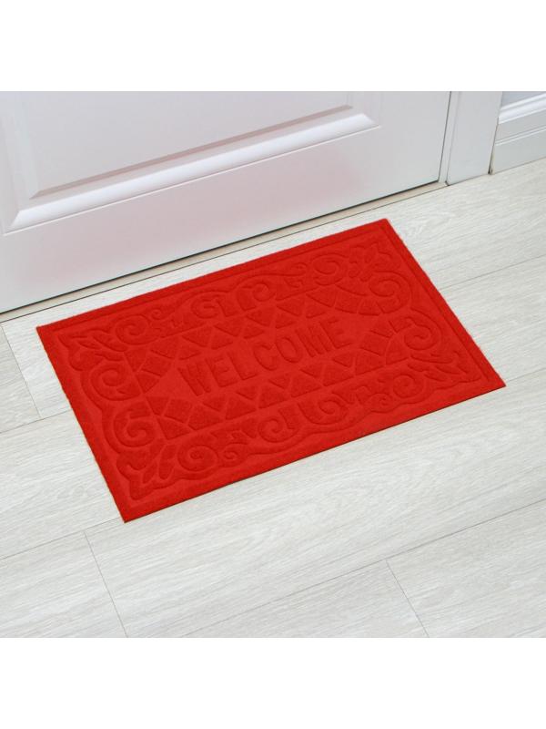 Коврик влаговпитывающий придверный без окантовки Доляна «Welcome. Вензеля», 38×59 см, цвет МИКС