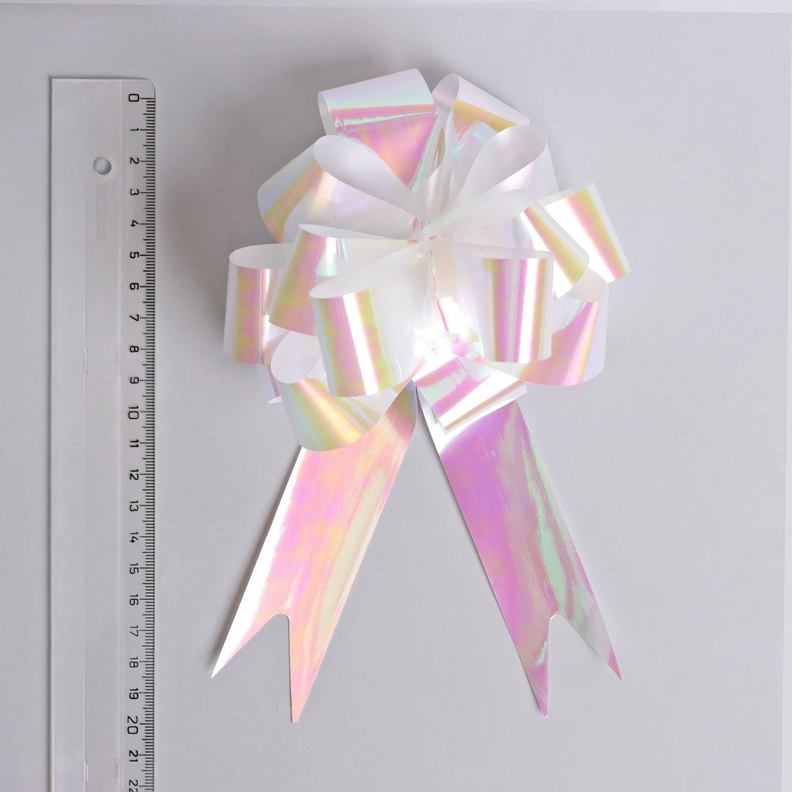 Бант-шар №3 перламутровый, цвет белый