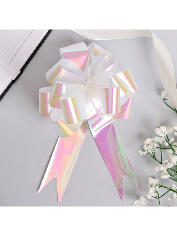 Бант-шар №3 перламутровый, цвет белый