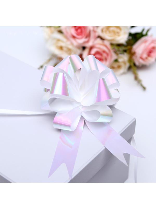 Бант-шар №3 перламутровый, цвет белый