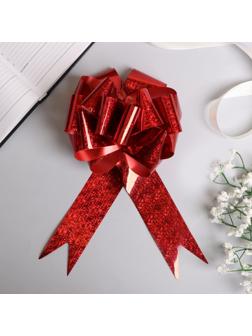 Бант-шар №5 голография, цвет красный