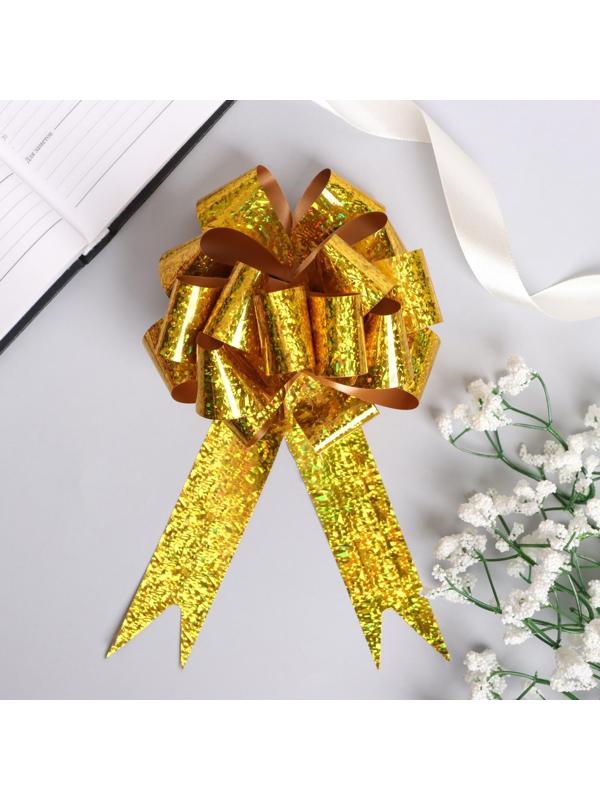 Бант-шар №3 голография, цвет жёлтый