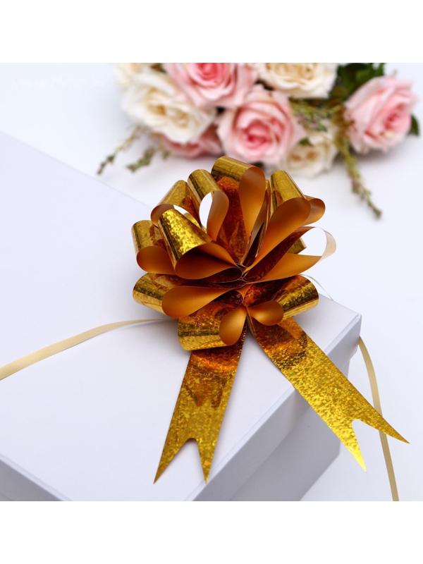 Бант-шар №3 голография, цвет жёлтый