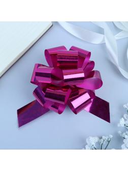 Бант-шар №3 голография, цвет розовый