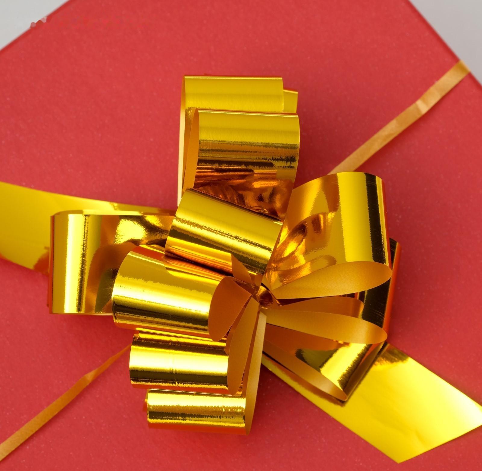 Бант-шар №3 металлик, цвет золото