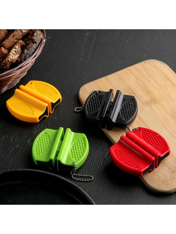 Заточка для ножей, 7,5×6×2,5 см, с 2 отделениями для стальных и керамических ножей, МИКС