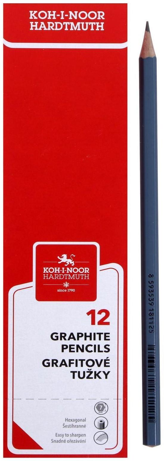 Карандаш чернографитный 2.0 мм, Koh-I-Noor ALPHA 1703 HB, серый корпус, L=175 мм