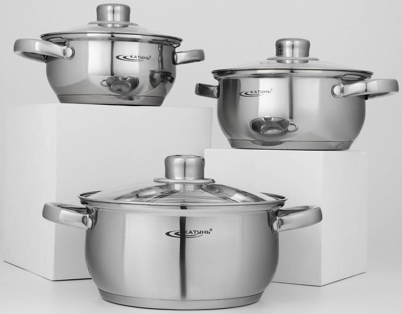 Набор кастрюль «Гретта», 3 предмета: 1,6/2,2/3,2 л, капсульное дно