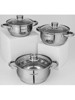 Набор кастрюль «Гретта», 3 предмета: 1,6/2,2/3,2 л, капсульное дно