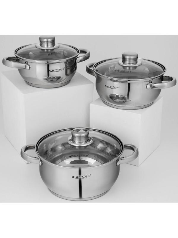 Набор кастрюль «Гретта», 3 предмета: 1,6/2,2/3,2 л, капсульное дно