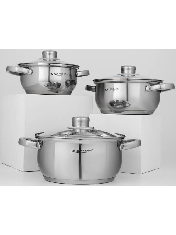 Набор кастрюль «Гретта», 3 предмета: 1,6/2,2/3,2 л, капсульное дно