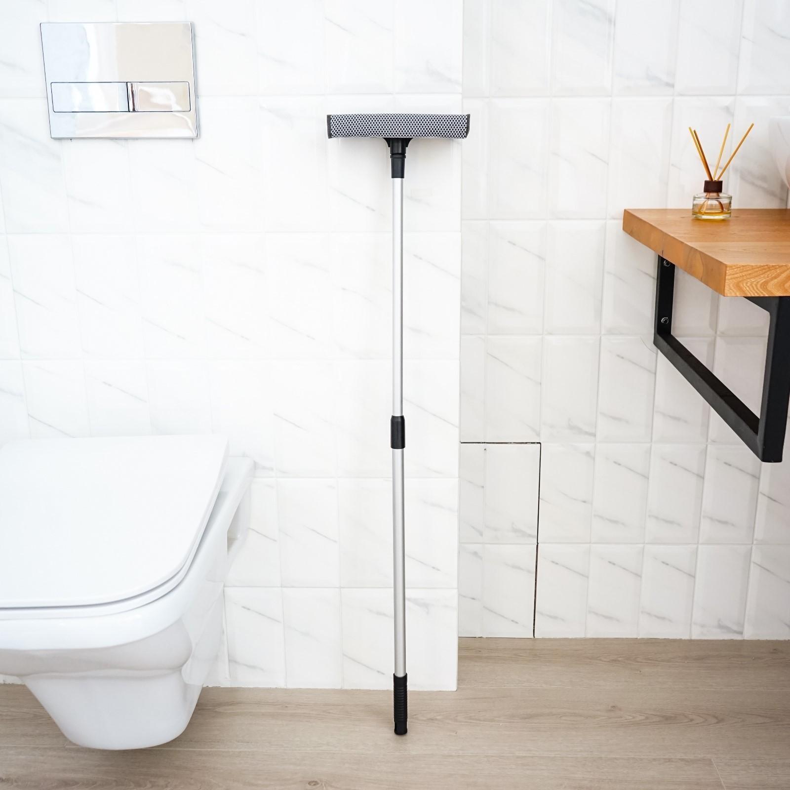 Окномойка с телескопической алюминиевой ручкой и сгоном Доляна, 20×8×60(97) см, рабочая поверхность 20 см, поролон