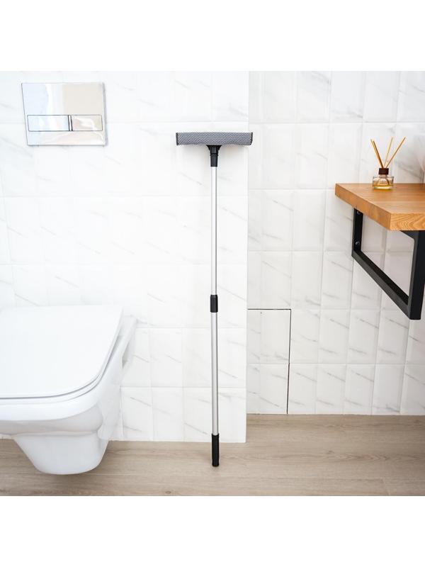 Окномойка с телескопической алюминиевой ручкой и сгоном Доляна, 20×8×60(97) см, рабочая поверхность 20 см, поролон