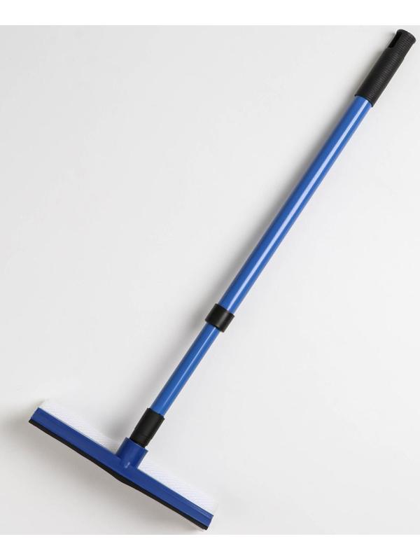 Окномойка с телескопической металлической окрашенной ручкой и сгоном Доляна, 20×49(75) см, поролон, цвет синий