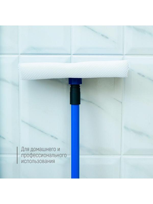Окномойка с телескопической металлической окрашенной ручкой и сгоном Доляна, 20×49(75) см, поролон, цвет синий