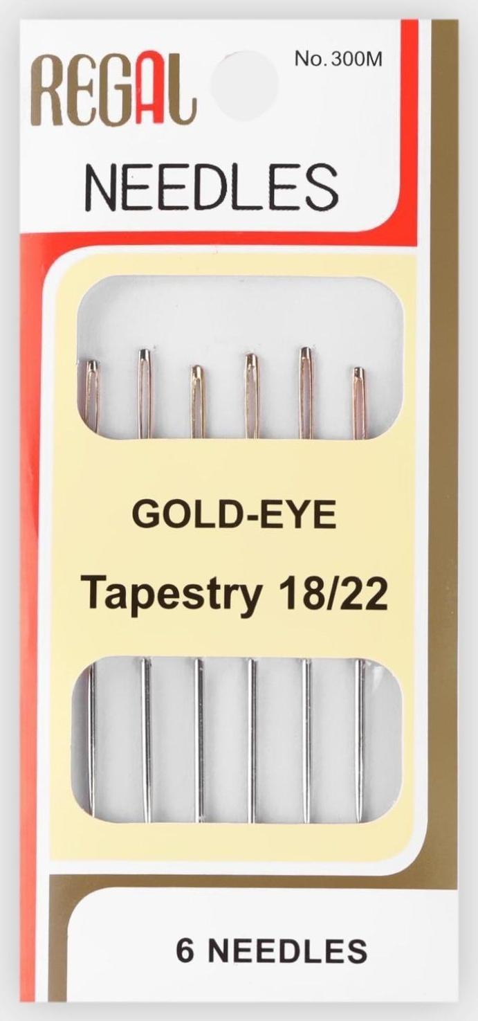 Иглы швейные для гобелена №18/22, d = 1,15 мм, 4,2 - 4,6 см, с золотым ушком, 6 шт