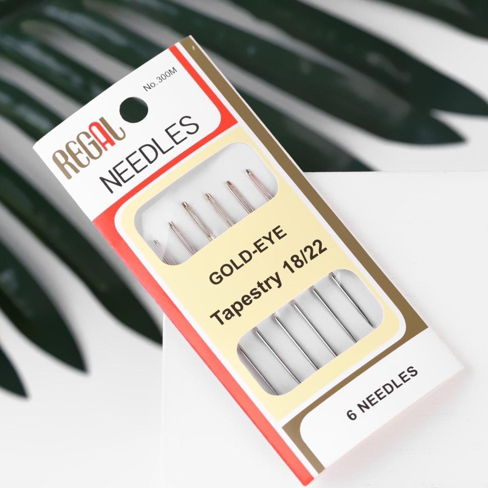 Иглы швейные для гобелена №18/22, d = 1,15 мм, 4,2 - 4,6 см, с золотым ушком, 6 шт