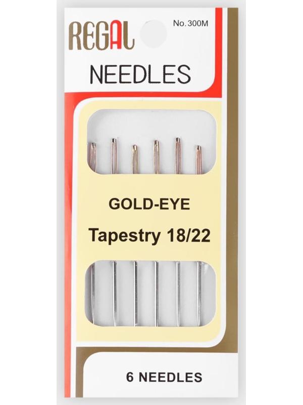 Иглы швейные для гобелена №18/22, d = 1,15 мм, 4,2 - 4,6 см, с золотым ушком, 6 шт