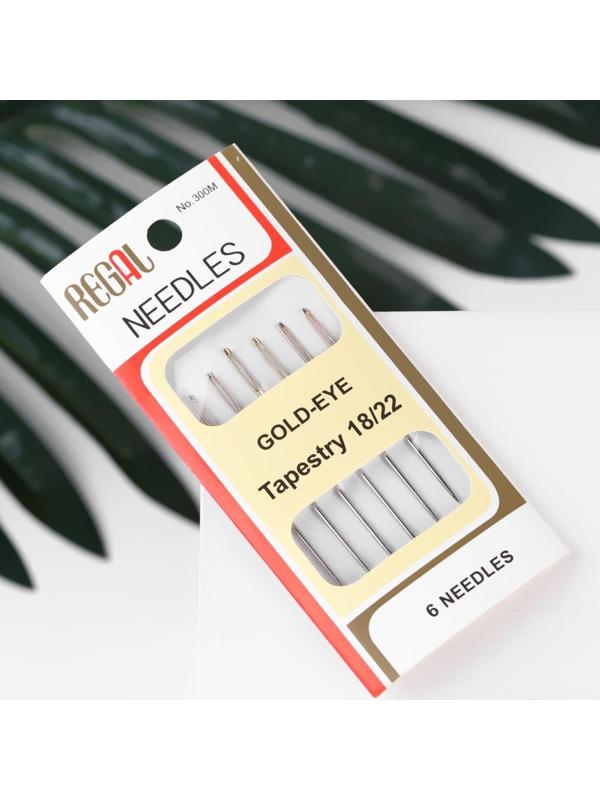 Иглы швейные для гобелена №18/22, d = 1,15 мм, 4,2 - 4,6 см, с золотым ушком, 6 шт