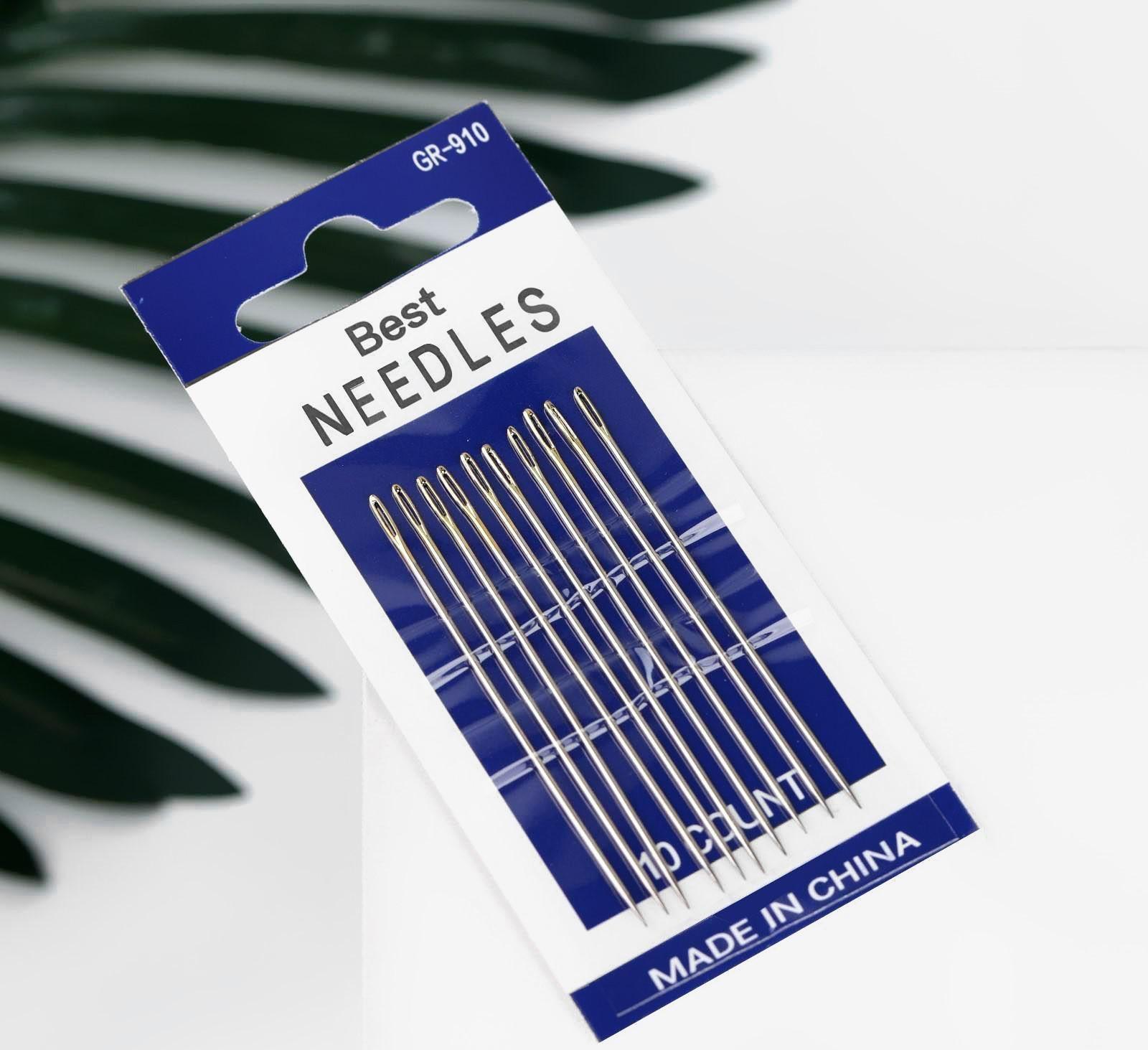 Иглы швейные, d = 0,91 мм, 5,7 см, с золотым ушком, 10 шт