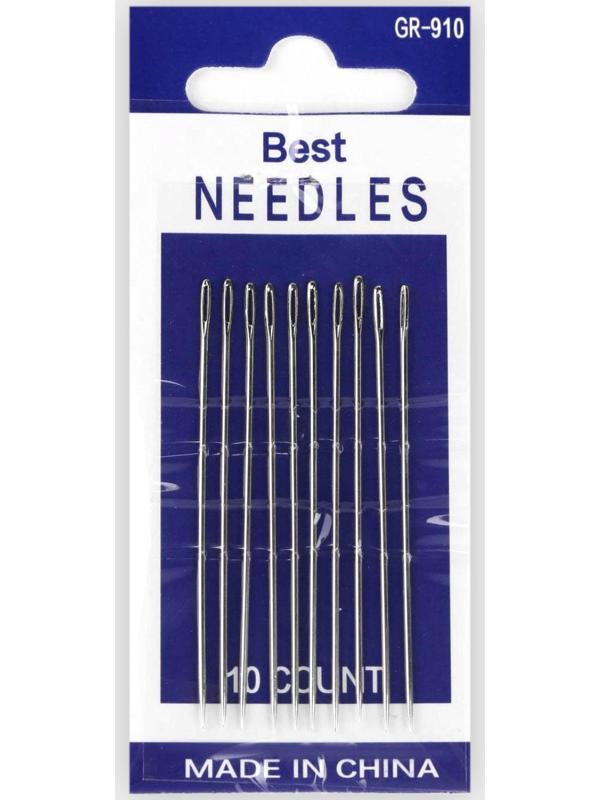 Иглы швейные, d = 0,91 мм, 5,7 см, с золотым ушком, 10 шт