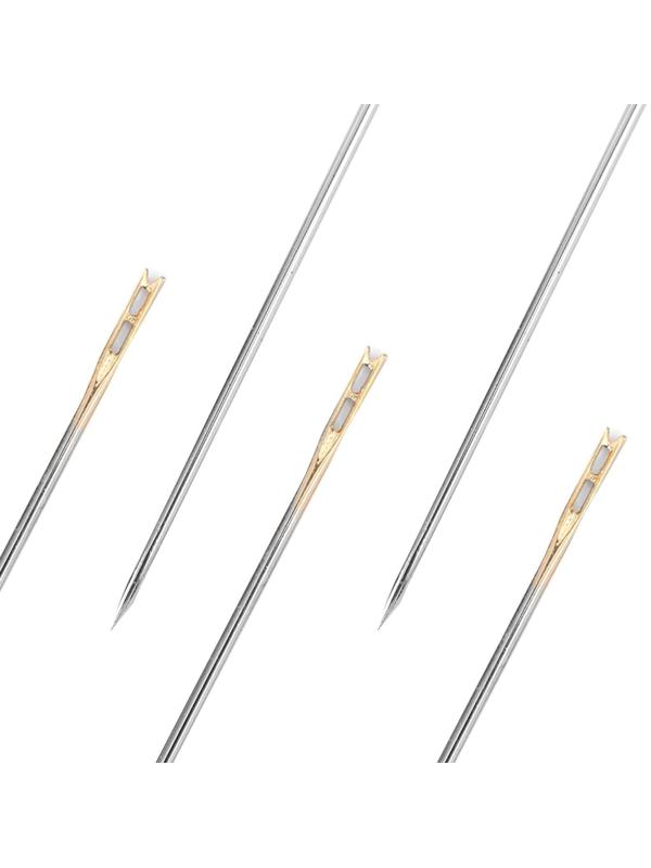 Иглы швейные, d = 0,9 мм, 3,6 - 4,2 см, с золотым ушком, самовдеваемые, 12 шт