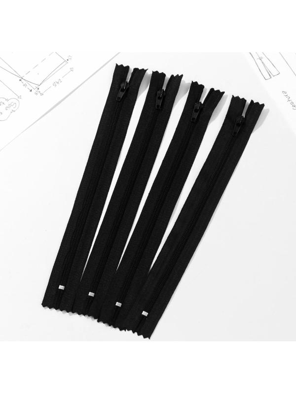 Набор молний «Спираль», №3, неразъёмные, 20 см, 4 шт, цвет чёрный